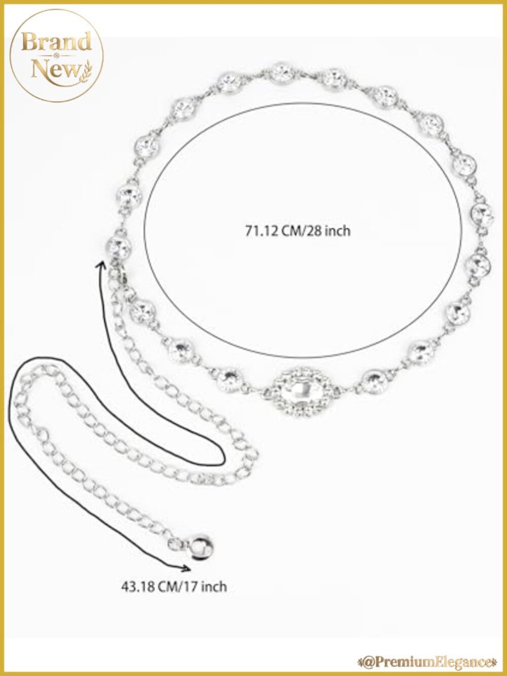 Western Rhinestone Concho Chain Belt - Picture 4 of 6